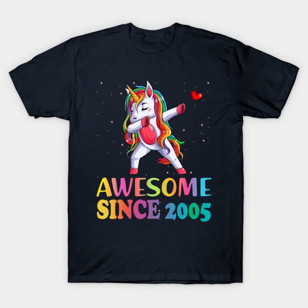 Awesome Since 2005 born unicorn for queens Birthday Gift T-Shirt by YuriArt